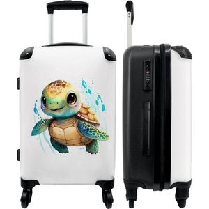 NoBoringSuitcases.com® Luggage Koffer Trolleys & Koffers Suitcase Large Schildpad - Waterverf - Kleuren - Dieren - Kinderen - 67x43x25cm
