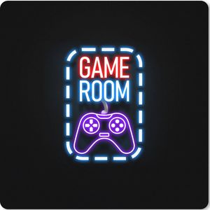 Muismat XXL - Bureau onderlegger - Bureau mat - Neon - Quotes - Game room - Controller - Zwart - 60x60 cm - XXL muismat - Geschikt voor Gaming Muis en Gaming PC set-up
