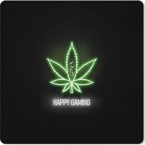Muismat XXL - Bureau onderlegger - Bureau mat - Gaming - Tekst - Neon - Happy gaming - Groen - 40x40 cm - XXL muismat - Geschikt voor Gaming Muis en Gaming PC set-up