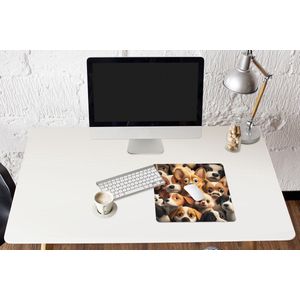 Muismat XXL - Bureau onderlegger - Bureau mat - Honden - Dieren - Bruin - Zwart - Patronen - Kind - 40x40 cm - XXL muismat