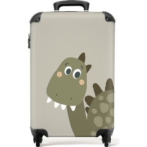 NoBoringSuitcases.com® Suitcase Cabin Luggage Reiskoffer Cabine Koffer Dino - Groen - Kinderen - Design - 55x35x25cm