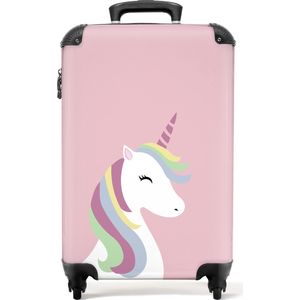 NoBoringSuitcases.com® - Unicorn roze - Koffer kind meisje - 55x35x25