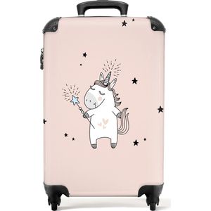 NoBoringSuitcases.com - Kinderkoffer eenhoorn roze - Past binnen 55x40x20 cm en 55x35x25 cm - Handbagage koffertje kind - Trolley op wieltjes - Weekendtas - Reiskoffer met wielen - Trolleytas rolkoffer - Kindertrolley meisje - Koffer kinderen unicorn