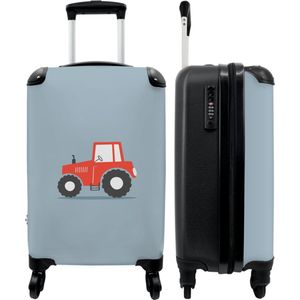 NoBoringSuitcases.com® Kinderkoffer Cabin Luggage Travel Koffer Kindertrolley Boerderij - Tractor - Rood - Kinderen - 55x35x25cm