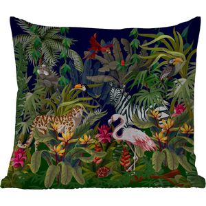 Tuinkussen - Jungle dieren - Natuur - Jongens - Meisjes - Flamingo - Zebra - 40x40 cm - Weerbestendig