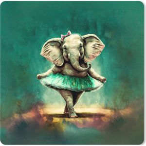 Muismat XXL - Bureau onderlegger - Bureau mat - Olifant - Ballerina - Verf - Strik - Portret - Kinderen - 60x60 cm - XXL muismat