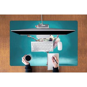 Muismat XXL - Bureau onderlegger - Bureau mat - Koe - Ballet - Portret - Blauw - Dieren - Kind - 120x80 cm - XXL muismat