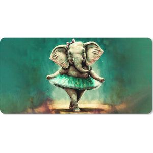 Muismat XXL - Bureau onderlegger - Bureau mat - Olifant - Ballerina - Verf - Strik - Portret - Kinderen - 100x50 cm - XXL muismat