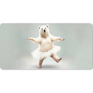 Muismat XXL - Bureau onderlegger - Bureau mat - IJsbeer - Tutu - Wit - Portret - Dieren - Kinderen - 80x40 cm - XXL muismat