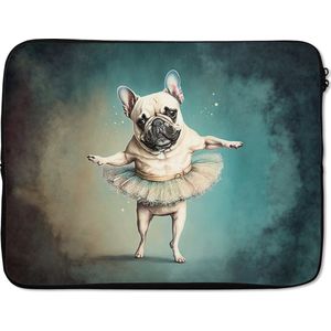Laptophoes 15.6 inch - Hond - Tutu - Ballet - Abstract - Portret - Kind - Laptop sleeve - Binnenmaat 39,5x29,5 cm - Zwarte achterkant