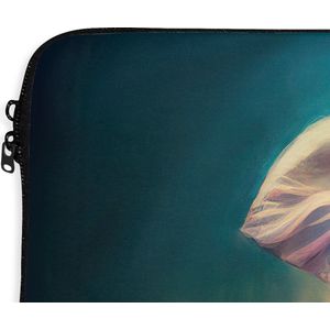 Laptophoes 14 inch - Olifant - Dieren - Verf - Bloemen - Portret - Kinderen - Laptop sleeve - Binnenmaat 34x23,5 cm - Zwarte achterkant