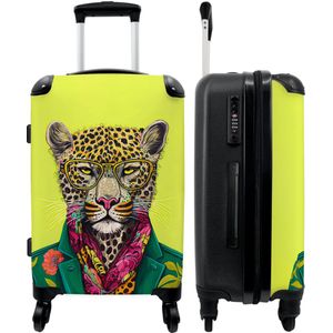 NoBoringSuitcases.com - Grote gele koffer - Reiskoffer panter met 4 wielen - Trolley op wieltjes 60 liter large - Rolkoffer groot lichtgewicht - Ruimbagage valies 20kg - Valiezen voor volwassenen Hardcase - Suitcase medium - Bagagetrolley middelmaat