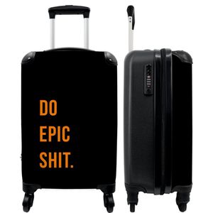 NoBoringSuitcases.com - Koffer: Do Epic Shit. - Past binnen 55x40x20 cm en 55x35x25 cm - Reizen cadeau - Zwart handbagage koffertje - Valiezen met wieltjes volwassenen - Zwarte reistas - Reiskoffer op wielen klein - Rolkoffer trolley lichtgewicht