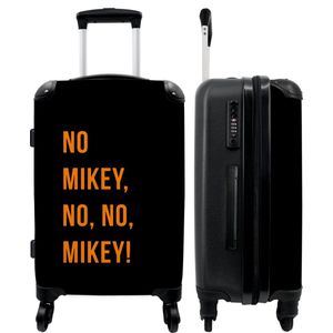 NoBoringSuitcases.com - Grote koffer - Quotes - No Mikey, no, no, Mikey! - Oranje - Zwart - Reiskoffer met 4 wielen - Trolley op wieltjes - Rolkoffer groot - 60 liter - Ruimbagage valies 20kg - Valiezen voor volwassenen