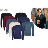 Mario Russo - Herenpullover - Jeans Blauw - Ronde Hals