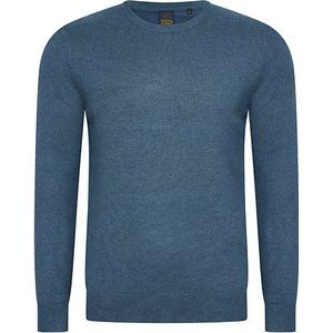 Mario Russo - Herenpullover - Jeans Blauw - Ronde Hals