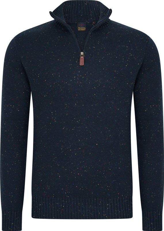 Mario Russo - Skipper - Heren Trui - Navy - Half Zip