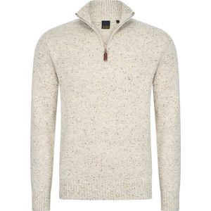Mario Russo - Skipper - Heren Trui - Beige - Half Zip