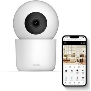 FlinQ Smart Indoor Camera - Beveiligingscamera - Beveiligingscamera voor binnen - Babyfoon - Pan & Tilt - Wit