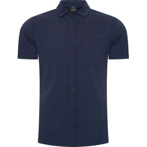 Mario Russo Korte Mouwen Overhemd - Overhemd heren - Polo Shirt Heren - t shirt heren - M - Navy