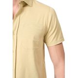 Mario Russo Korte Mouwen Overhemd - Overhemd heren - Polo Shirt Heren - t shirt heren - M - Licht olijfgroen
