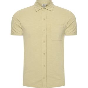 Mario Russo Korte Mouwen Overhemd - Overhemd heren - Polo Shirt Heren - t shirt heren - M - Licht olijfgroen