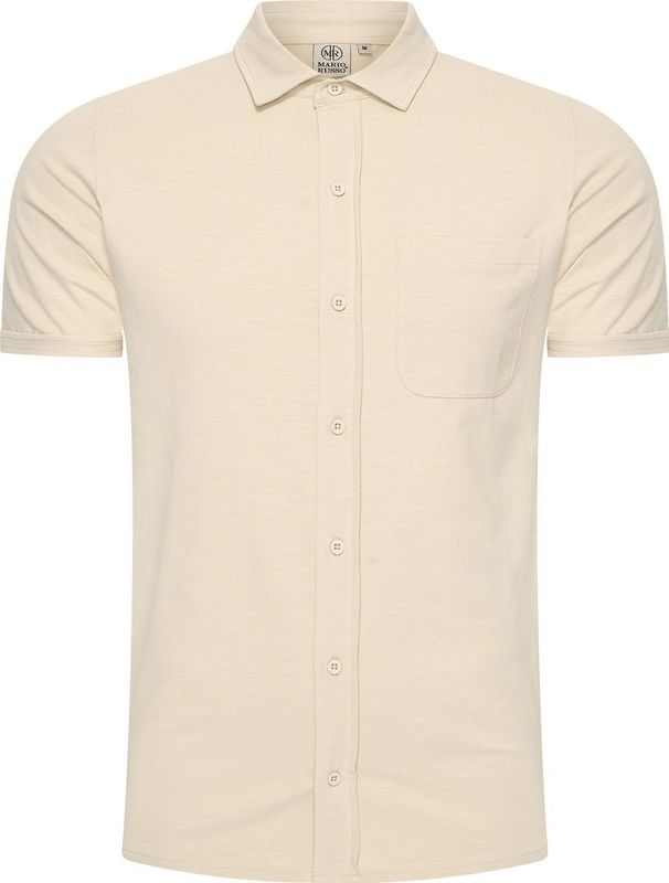 Mario Russo Korte Mouwen Overhemd - Overhemd heren - Polo Shirt Heren - t shirt heren - M - Beige