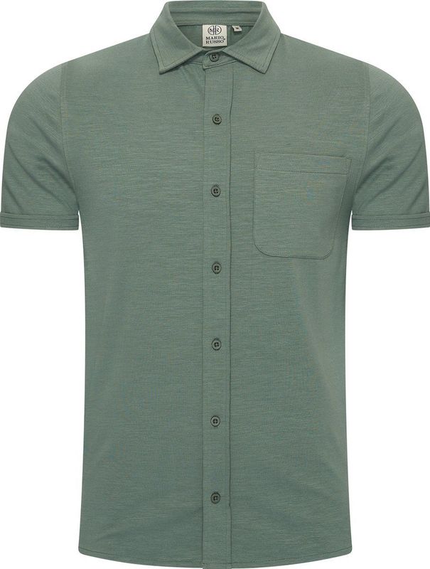 Mario Russo - Korte Mouwen Overhemd - Eend Groen - Katoen