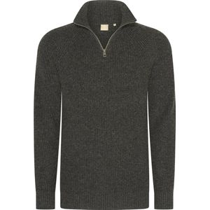 Mario Russo - Rib Skipper - Heren Trui - Antraciet - Half Zip
