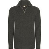 Mario Russo - Rib Skipper - Heren Trui - Antraciet - Half Zip