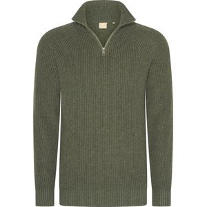Mario Russo - Rib Skipper - Heren Trui - Agave Groen - Half Zip