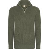 Mario Russo - Rib Skipper - Heren Trui - Agave Groen - Half Zip