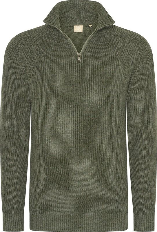 Mario Russo - Rib Skipper - Heren Trui - Agave Groen - Half Zip