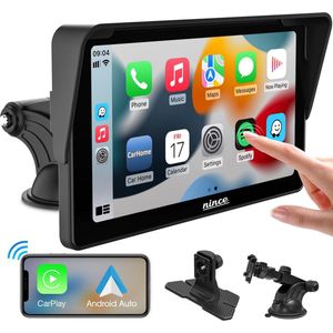Nince 7 Inch CarPlay Scherm - Apple CarPlay & Android Auto - Draadloos CarPlay Scherm - Navigatiesysteem Auto - Handsfree Bellen Auto - Auto Touchscreen - CarPlay Zonder Kabel - Android Auto scherm - Universeel