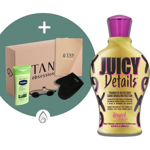 Devoted Creations ® Juicy Details - Zonnebankcreme - Zonnebankcremes - Zonnebank creme - Met Bronzer - Incl. Exclusieve Tan Obsession Giftbox - 360 ML