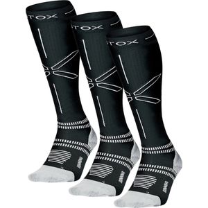 STOX Energy Socks - 3 Pack Hardloopsokken voor Vrouwen - Premium Compressiesokken - Kleur: Zwart/Lichtgrijs - Maat: Small - 3 Paar - Voordeel