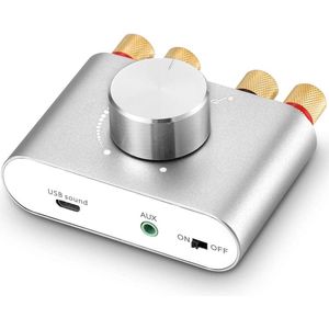 NÖRDIC SGM-175 Digitale audio versterker - Bluetooth 5.0 - USB, AUX - Zilver