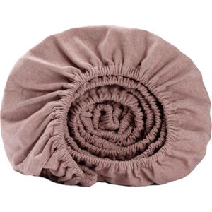 Yumeko hoeslaken velvet flanel mauve chambray 90x210x30 Biologisch & ecologisch
