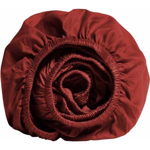 Yumeko hoeslaken katoen satijn radiant red 140x200x30 - Bio, eco & fairtrade