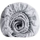 Yumeko hoeslaken gewassen linnen blauw chambray 180x200x30 - Biologisch & ecologisch