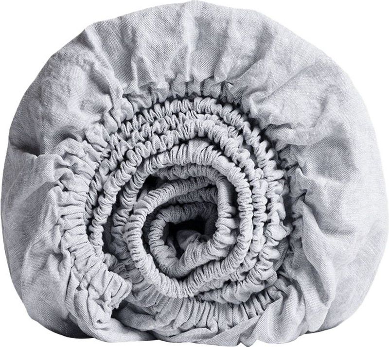 Yumeko hoeslaken gewassen linnen blauw chambray 180x200x30 - Biologisch & ecologisch