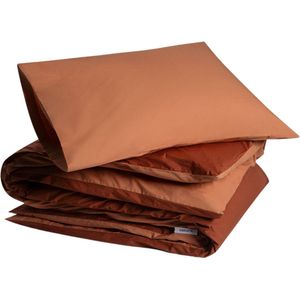 Yumeko overtrekset percal dubbelzijdig terracotta/roestig rood 140x220 + 1/60x70 - Bio, eco & fairtrade