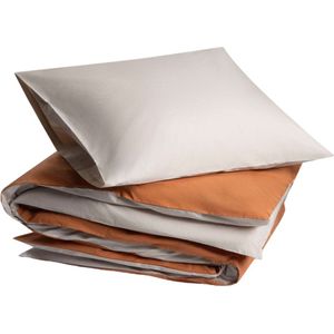 Yumeko overtrekset percal dubbelzijdig sand/terracotta 140x220 + 1/60x70 - Bio, eco & fairtrade