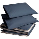 Yumeko overtrekset percal dubbelzijdig blauw/sand 240x220 + 2/60x70 - Bio, eco & fairtrade