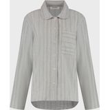 Yumeko - Pyjamashirt - Lichtgrijs/Wit Stripe - Flanel - Dames - XL