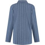 Yumeko - Pyjamashirt - Denim Blauw/Wit Stripe - Flanel