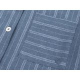 Yumeko - Pyjamashirt - Denim Blauw/Wit Stripe - Flanel