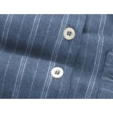 Yumeko - Pyjamashirt - Denim Blauw/Wit Stripe - Flanel