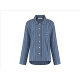 Yumeko - Pyjamashirt - Denim Blauw/Wit Stripe - Flanel
