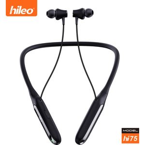 hileo hi75 - Bluetooth koptelefoon - Oordopjes met nekband – Zwart - Oordopjes - Sport - Gaming - Bluetooth V5.2 – Geschikt voor IOS/Android